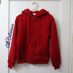 Red Faux Fur Hoodie